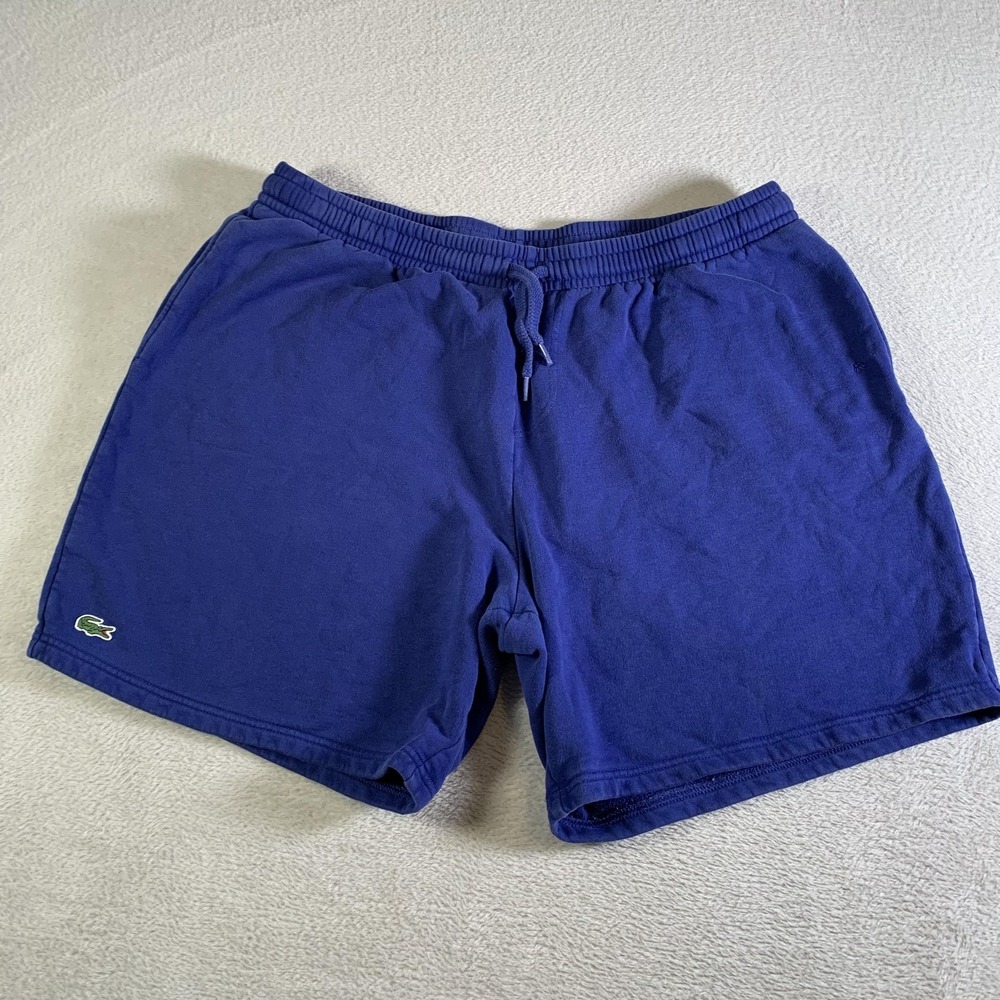 Lacoste Sport Shorts Mens 2XL Blue French Terry Sweat Drawstring 7" Inseam FLAW
